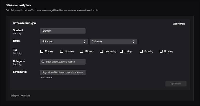 Twitch.tv - Streaming Zeitplan